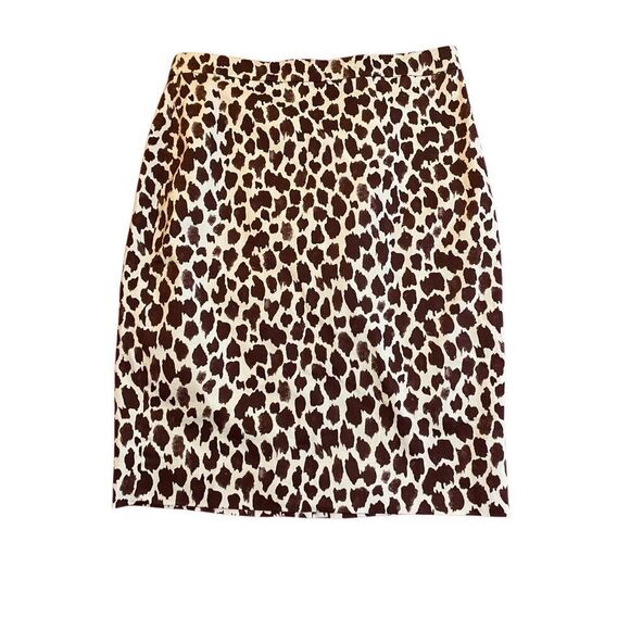 J .Crew Woman’s Animal Print Brown & Cream Pencil Skirt Size 6 - Picture 1 of 3